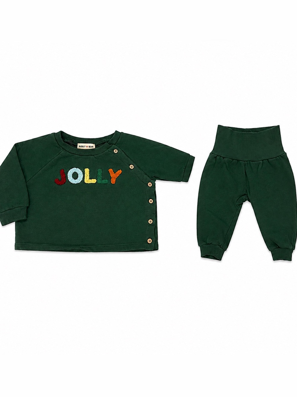 Rabbit + Bear Kids Forest Green 'Jolly' Matching Sweatshirt & Jogger Set